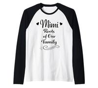 Mimi Roots of Our Family - Orgullosa y Amorosa Familia Abuela Camiseta Manga Raglan