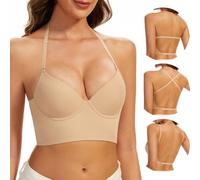 MimiChic Sujetadores De Espalda Baja-Sin Costuras, Invisibles Sin Espalda | Escote En Pico Profundo,Multifuncionales Y Tipo Halter, Con Relleno Ligero