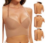 MimiChic Sujetadores De Espalda Baja-Sin Costuras, Invisibles Sin Espalda | Escote En Pico Profundo,Multifuncionales Y Tipo Halter, Con Relleno Ligero