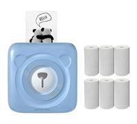 MIMIGO Mini Smart Thermal Printer, Suitable for All Smart Phones, Memo Label Printer, Bluetooth Label Printer with 6 Rolls Of Printing Paper (blue)