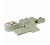 MIMII Parque infantil XXL de espuma con piscina de bolas Velvet Soft Light Mint (100 bolas: blanco/plata/rosa/amarillo/azul claro) - grandes bloques de construcción para trepar y escalar - bloques de