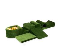 Mimii Parque infantil XXL de espuma con piscina de bolas Velvet Soft Oliv (100 bolas: beige/oro/oro viejo) - grandes bloques de construcción para jugar y escalar - bloques de construcción suaves para