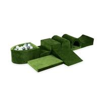 Mimii Parque infantil XXL de espuma con piscina de bolas Velvet Soft Oliv (100 bolas: transparente/menta/grafito metálico/ópalo) - bloques de construcción grandes para jugar y escalar - bloques de