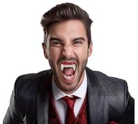 MIMIKRY Dentadura de vampiro, dientes superiores e inferiores, dientes de esquina, drácula, chupete de sangre para Halloween