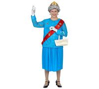 MIMIKRY Disfraz de reina británica divertido para hombre de la reina de Isabel Lizzy Drag Queen JGA para despedida de soltero, carnaval, Reino Unido, talla XL