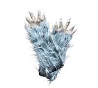 MIMIKRY Guantes con pelo y garras para bestia demonio hombre lobo Krampus garras garras demonio monstruo yeti, negro y beige, Talla única