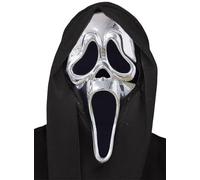 MIMIKRY Máscara original de Ghost Face Scream - Cromo Plata Metálico - Halloween Horror Fantasma Película