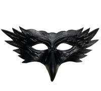 MIMIKRY Media máscara de búho con pico largo y pájaro, máscara de búho de Venecia, bola de máscara, commedia dell'arte águila, color: negro