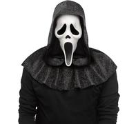 MIMIKRY Original Ghost Face Lives Scream Máscara 25th Aniversary Movie Edition con capucha brillante Halloween Horror Fantasma Película