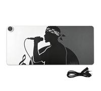 Mimimal Man Silhouette Record - Alfombrilla de ratón de poliuretano con calefacción en blanco y negro, 35.4 x 15.7 pulgadas, calentador de invierno, para mesa de oficina, trabajo de escritura
