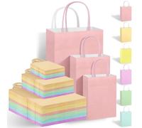 MIMIND 144 bolsas de regalo de macaron con asas, varios tamaños, bolsa de papel macarrón, suministros para fiestas, baby shower, cumpleaños, boda, bolsa de mercancía, bolsas de recuerdos de compras al