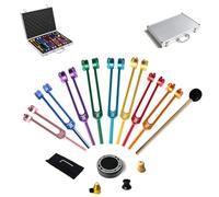 MIMIRACLE Juego de tenedores de afinación Chakra - 1 Soul Purpose y 7 tenedores solfeggio ponderados con activador, mazo, base y caja de aluminio