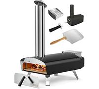 Mimiuo Horno leña para Pizza,Horno de pellets para pizza ncluye Piedra para Pizza de 33 x 33 cm con pala de pizza para jardín, BBQ