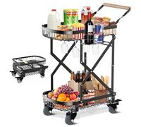 Mimoke Carro de barbacoa, carrito auxiliar con mesa de barbacoa con ruedas, plegable de acero al carbono, mesa auxiliar para jardín, para viajes al aire libre, compras (tamaño mediano)