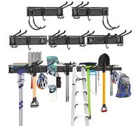 Mimoke Soporte de pared para herramientas de garaje y jardín, organizador con varios ganchos para herramientas de jardín, herramientas eléctricas y más (5 paneles con 15 ganchos)