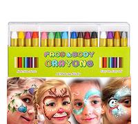 Mimoo Pintura Facial Ninos, 16 Colores Pinturas Cara Para Niños Halloween/Carnaval, Kit Maquillaje Corporal Crayón Para Niños, Regalo De Carnaval