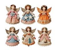 Mimoqk Angel Ornaments - de 6 piezas, diseño de ángel pequeño con cordón ajustable, ángeles decorations for Family Friends Kids Wall, Holiday Ornaments, Angels Ornament for Outdoor Indoor