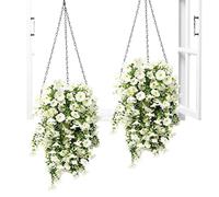 Mimoqk Artificial Flower Vines, UV Resistant Faux, 90g Outdoor Decorative Greenery Hanging Garden Wall Decor, for Yard Balcony Garden Home Indoor Birthday Wedding Party Decoration Use