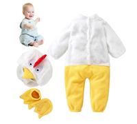 Mimoqk Baby Chicken Outfit, Long Sleeve Plush Animal Hat, Fuzzy Bodysuit Clothes Shoes Set, Soft and Cozy, Lindo dibujos animados Romper, for Girls and Boys, Perfect for Cosplay, Costume Party