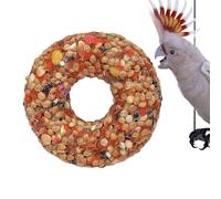 Mimoqk Bird Chew Ring, Parakeet Training Toy, Donut-Shaped Grain Teether, Enrichment Pecking Accessory, Hanging Aviary Supply, Fun Treat for Lovebirds and Small Birds, 1.97 Inches