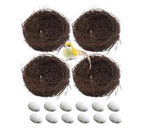 Mimoqk Bird Nest, Natural Rattan Woven, Handmade Artificial Nest with Rustic Texture, Decorative Bird Nests Bundle with Styling, Home Garden Ornament, For Use Outdoor Table Trees Plant Courtyard