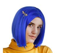 Mimoqk Blue Cosplay Wig, Anime Costume Wig, Straight Cosplay Wig, Short Cosplay Wig, Women Cosplay Wig, Costume Hair Wig, 11-Inch Cosplay Wig, Girls Cosplay Wig, Short Straight Wig,