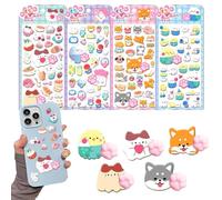 Mimoqk Bonitas calcomanías 3D - Calcomanía decorativa de huellas de animales, 4 hojas variadas de calcomanías 3D lindas | para niñas y niños, funda de teléfono, laptop, botella de agua, álbum de