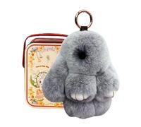 Mimoqk Bunny Charm, Cute Soft Plush, Stuffed Animal Doll with Metal Case, Adorable Bunny Keychain for Backpack Purse Women Kids Valentines Handbags, Gift Accessory, Mini Plush Toy for Bag Decoration