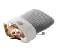 Mimoqk Cueva para gatos | Nicho semicerrado para mascotas con cojín calefactor | Nido para gatos y perros - para Navidad Halloween Camping juego interior casa viaje coche escondite descanso abrazo