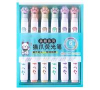 Mimoqk Cute Cat Paw Highlighter Pen, Pastel Color Marker Set, Quick Dry