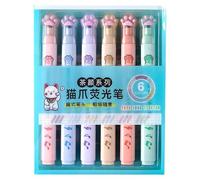 Mimoqk Cute Cat Paw Highlighter Pen, Pastel Color Marker Set, Quick Dry
