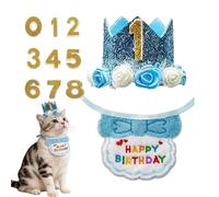 Mimoqk Dog Birthday Decor, Adjustable Scarf Hat, Number Party Accessory, Puppy Birthday Set, Cute Pet Outfit for Cat Dog Small Animal Adoption Home Indoor Celebration