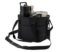 Mimoqk Drink Carrier Bag, Water Bottle Tote, 4 Compartment Beverage Holder, Adjustable Shoulder Strap Drink Organizer, for Outdoor Camping Hiking Walking Beach Gym Travel Picnic Sports Use, negro, Se