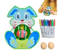 Mimoqk Egg Decor, Rotating Interactive Electric Kit, Quick-Drying Easter Egg Art Set with Light & Music, Creative Easter Craft for Kids, Decorating Kit, Fun Eggs Activity for Children Family Home