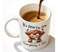 Mimoqk Funny Coffee Cup, Ceramic Water Mug, Everything Is Fine Cup, Sturdy Microwave Safe, Cute Office Drinkware, for Apartment, School, Men, Women, Family, Friends, Coworkers