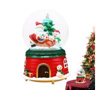 Mimoqk Globo de nieve de Navidad, caja musical de Papá Noel montando un alce, luces LED que cambian de color, caja de música, decoración del hogar, globos de nieve para niñas, mujeres y niños