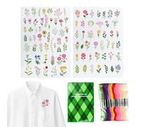 Mimoqk Hand Embroidery Kit, Peel-Away Sewing Accessories, Flower Line Patterns with Easy Guide, Designed Embroidery Templates for Beginners Crafting, Sewing Patterns, Fabric Craft Kit for Home