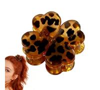 Mimoqk Horquilla Magnética Con Diseño De Cuatro Hojas,Horquilla Con Fuerte Imán Estampado Leopardo Y Forma Trébol,Pinzas de Garra para Cabello - Para Vacaciones Viaje Boda Fiesta Nupcial Verano Diario