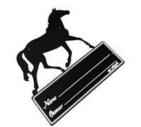 Mimoqk Horse Barn Sign, Black Metal Horse Information Nameplate, Decorative Stable Accessories, Durable Construction, Customizable Design, (12 pulgadas), for Men, Women, Friends, Family, Barn