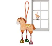 Mimoqk Horse Plush, Red Hangable Doll, Stuffed Toy Horse with Bell, Plush Ornament for Living Room Spring Festivals New Year, Decorative Animal Figurine, Hanging Horses Doll for Backpack Car