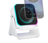 Mimoqk Induction Speaker - Folding Audio Bracket Station with Light, 10W Phone Holder Induction Bracket Speaker, Portable Audio Device, Use for Home Travel Christmas Birthday Men Women