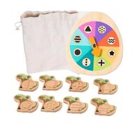 Mimoqk Juego De Correspondencia De Dinosaurios - Tornamesa De Sobremesa,Juego de Dinosaurio de Madera - para Niño, Niña, Estudiante, Niño, Escuela, Viaje, Sala De Juegos, Interacción Entre Padres E