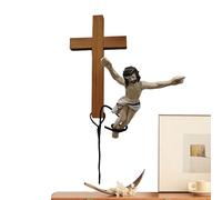 Mimoqk Jumping Jesus Statue, Humorous Religious Decor, Jesus Wall Art with Humor, Religious Ornament for Christian Easter Home, Indoor Wall Decoration, Christian Decor for Living Room Bedroom