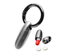 Mimoqk Key Chain Pill Holder, Titanium Waterproof Tablet Container, Portable Medicine Organizer, Secure Pill Case, Compact Storage for Travel, Camping, Outdoor Adventure