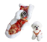 Mimoqk Lion Dance Dog Traje, Winter Puppy Clothes, Spring Festival Outfit with Festive Design, Cat Outfits with Comfortable Fabric, Pet Apparel, Lion Dance Costume for Celebrations