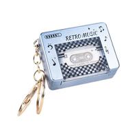 Mimoqk - Llavero de sonido retro con llavero de cassette, 10 canciones de música con diseño clásico, reproductor musical con teclado portátil, Novelty Accessories, Music Keychains for Backpack, azul