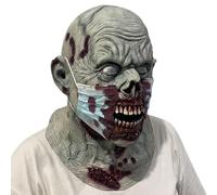 Mimoqk - Máscara de cabeza zombie para Halloween - Máscara zombie de terror de látex para fiesta | Accesorio festivo de cosplay cabeza realista para mascarada teatro escénico Carnaval