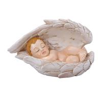 Mimoqk Nativity Statue, Religious Sculpture Decor, Resin Sleeping Baby in Angel Wings, Handcrafted Inspirational Figurine, Smooth Display Finish for Desk, Cabinet, Shelf, Home Use, 12x7x7.4cm