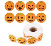 Mimoqk - Pegatinas de Halloween | 500 hojas pegatinas para decoración de Halloween, rollo de calcomanías con 8 motivos lindos para actividades y adolescentes en puertas y paredes de clase