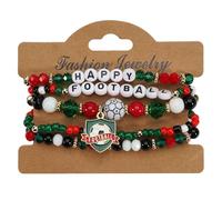 Mimoqk Pitch Charm Bands, Kick Bead Wristwear, Goal Spirit Jewelry, Elastic Sports Accessory Match Day Fan Gear Use for Dads Moms Coaches Fans Game Day Matches Team Building Activities